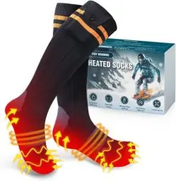 Produktbild: Beheizbare Socken, 5000mAh Wiederaufladbare Heizsocken mit 4 Temperaturen, Waschbare Fußwärmer Elektrisch für Skifahren/Radfahren/Angeln/Camping, Unisex Beheizte Socken 36-46
