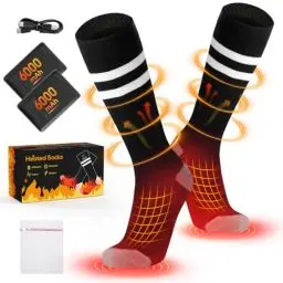 Produktbild: Beheizbare Socken, Beedove 6000mAh Wiederaufladbare Akku Elektrisch Beheizte Socken Damen Herren, 4 Heizstufen Fußwärmer Heizsocken Wärmesocken für Outdoor Skifahren Winter Camping
