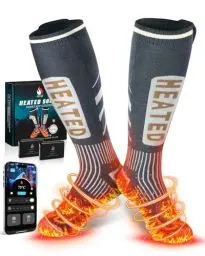 Produktbild: Beheizbare Socken, Beheizte Socken Damen Herren, die Lösung für kalte Zehen im Jahr 2024-5v 6000 mAh Wiederaufladbare Heizsocken für Skifahren, Outdoor, Camping, Wandern (APP)