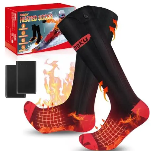 Produktbild: Beheizbare Socken Damen Herren mit Akku, Beheizte Socken 4000mAh, Outdoor, Camping & Jagd, 3 Temperaturstufen, Waschbar