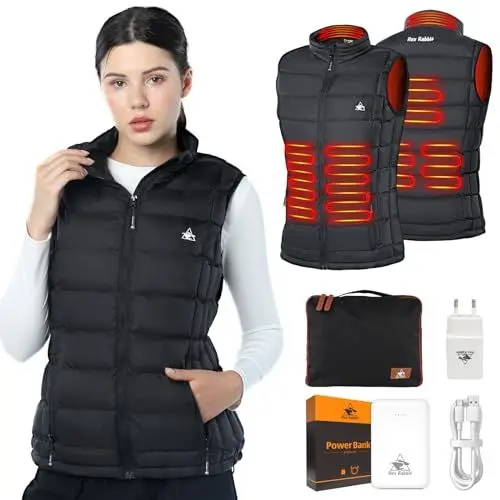 Produktbild: Beheizbare Weste Damen,Beheizte Weste mit 6 Heizzonen,USB Elektrische Heizweste für Frühling Herbst Winter,Wärmeweste mit Stecker Powerbank,Heheizte Weste für Outdoor,mit Höhere Heiztemperatur L