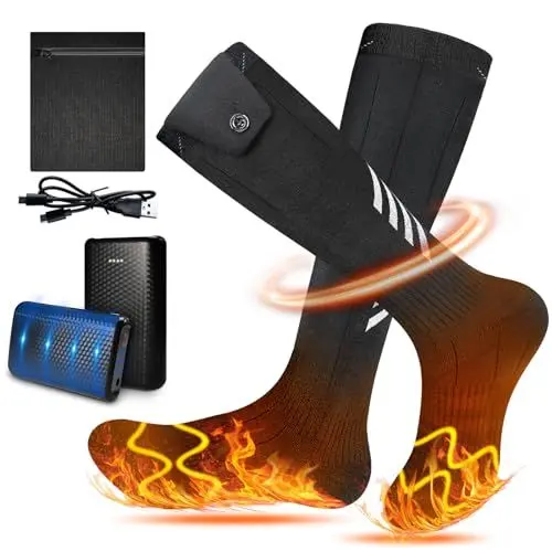 Produktbild: Beheizte Socken für Herren Damen, Wiederaufladbar Beheizbare Socken Elektrisch Fußwärmer 4500mAh 3 Einstellbarer Temperatur Beheizbare Socken für Skifahren Radfahren Outdoor Camping Angeln