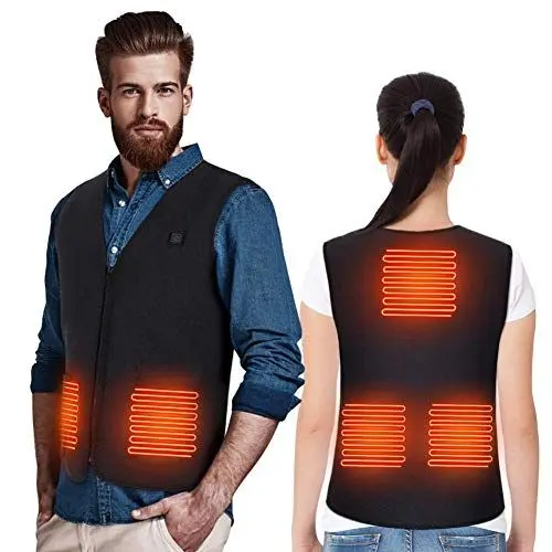 Produktbild: Beheizte Weste für Herren und Damen, Beheizbare Weste USB Lade Heizweste Elektrische Beheizte Jacke mit Einstellbare Temperatur für Outdoor Jagd Wandern Camping (Schwarz, 3XL)
