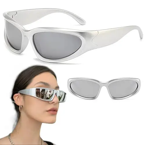 Produktbild: behone Futuristische Sonnenbrille Space Brille Alien Brille set Partybrille Funbrille Futuristische Brille für Rollenspiel Halloween Brillen Set (15.3 * 12.5 * 4.2)