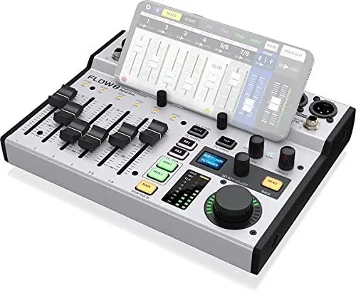 Produktbild: Behringer FLOW 8 8-Input Digital Mixer with Bluetooth Audio and App Control, 60mm Channel Faders, 2 FX Processors and USB/Audio Interface