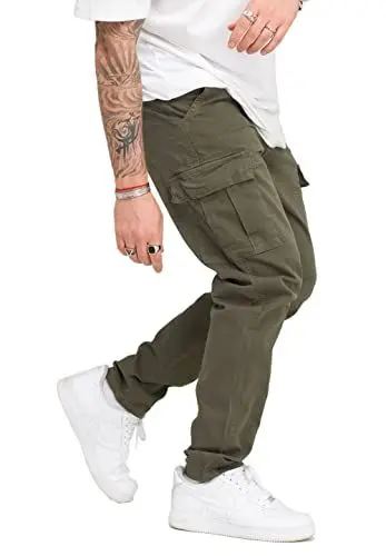Produktbild: behype. Herren Cargohose Jeans-Hose mit Cargo-Taschen Stretch Männer Regular-Fit BH_3844-Khaki-W34/L32