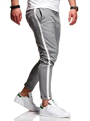 Produktbild: behype. Herren Chino-Hose Nadelstreifen-Hose Side-Stripe Anzugs-Hose 80-0130 Hellgrau W30