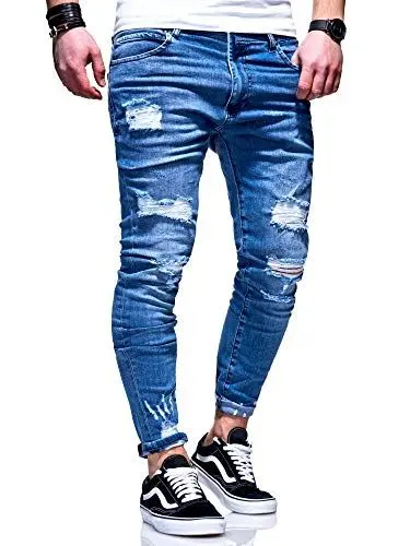 Produktbild: behype. Herren Destroyed Stretch Jeans-Hose Used 80-6376 Blau W30/L32