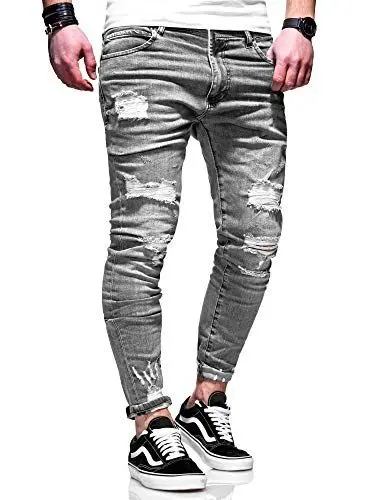 Produktbild: behype. Herren Destroyed Stretch Jeans-Hose Used 80-6376 Grau W30/L32