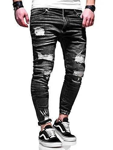 Produktbild: behype. Herren Destroyed Stretch Jeans-Hose Used 80-6376 Schwarz W30/L32