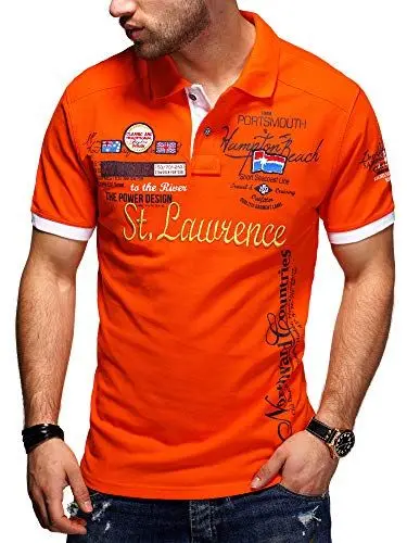 Produktbild: behype. Herren Kurzarm Polo-Shirt Bedruckt 20-0001 Orange L