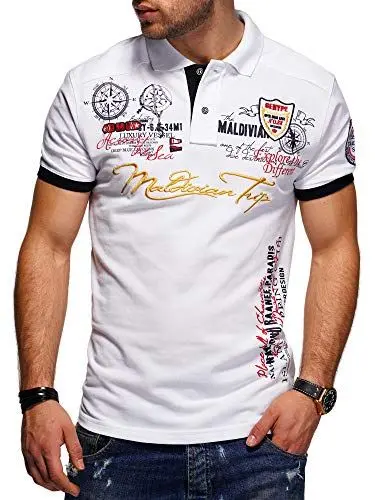 Produktbild: behype. Herren Kurzarm Polo-Shirt Bedruckt Maldivian 20-3020 Weiß L