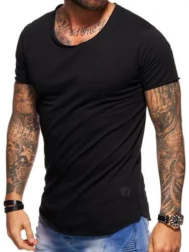 Produktbild: behype. Herren Oversize Kurzarm Basic T-Shirt Rundhals O-Neck 20-1730 Schwarz M