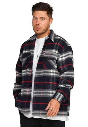 Produktbild: behype. Herren Oversized Übergangsjacke Hemd-Jacke Flanell Overshirt Jacket Trucker-Jacke 2Y_2220-Navy-Red-S