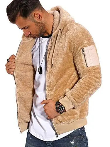 Produktbild: behype. Herren Teddy-Fell Sweat-Jacke Sweatshirt weicher Hoodie mit Kapuze 40-MSPHU Beige S