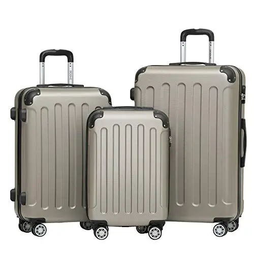 Produktbild: BEIBYE 2045 Zwillingsrollen 3tlg. Reisekoffer Koffer Kofferset Trolleys Hartschale in 14 Farbe(Champagner)