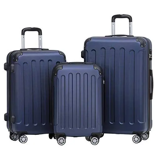 Produktbild: BEIBYE 2045 Zwillingsrollen 3tlg. Reisekoffer Koffer Kofferset Trolleys Hartschale in 20 Farben (Dunkel Blau)