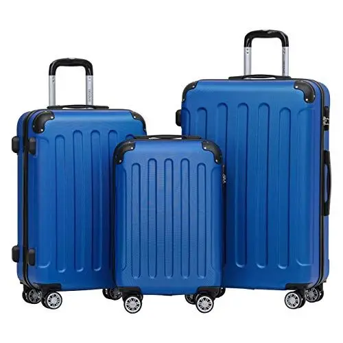 Produktbild: BEIBYE 2045 Zwillingsrollen 3tlg. Reisekoffer Koffer Kofferset Trolleys Hartschale in 14 Farben (Blau)