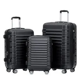 Produktbild: BEIBYE Hartschalen Koffer Trolley Rollkoffer Reisekoffer Zwillingsrollen Kofferset (Schwaz, Set)