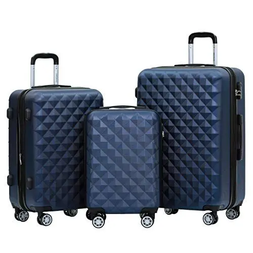 Produktbild: BEIBYE Kofferset 4 Zwillingsrollen Hartschale Trolley Koffer Reisekoffer Reisekofferset Gepäckset in 12 Farben (Dunkelblau)