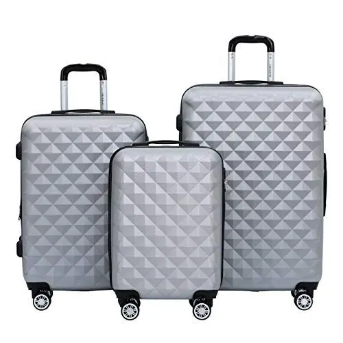 Produktbild: BEIBYE Kofferset 4 Zwillingsrollen Hartschale Trolley Koffer Reisekoffer Reisekofferset Gepäckset in 12 Farben (Silber)
