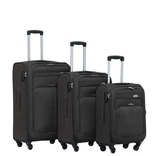 Produktbild: BEIBYE Stoff Kofferset Trolley Gepäckset mit Vorder Taschen, Oberer Öffnung und Dehnungsfuge (Coffee)