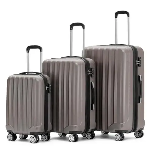 Produktbild: BEIBYE TSA-Schloß 2080 Zwillingsrollen 3 TLG. Reisekofferset Koffer Kofferset Trolley Trolleys Hartschale (Coffee, Set)
