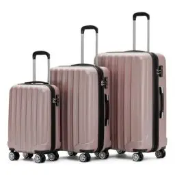 Produktbild: BEIBYE TSA-Schloß 2080 Zwillingsrollen 3 TLG. Reisekofferset Koffer Kofferset Trolley Trolleys Hartschale (Rosa Gold)