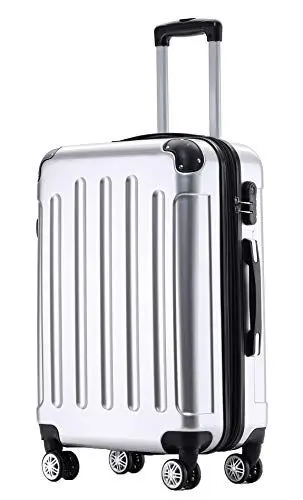 Produktbild: BEIBYE Zwillingsrollen 2048 Hartschale Trolley Koffer Reisekoffer Taschen Gepäck in M-L-XL-Set (Silber, M)