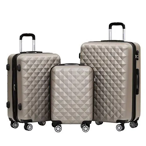 Produktbild: BEIBYE Zwillingsrollen 2066 Hartschale Trolley Koffer Reisekoffer Gepäck M-L-XL-Set (Champagner, Set)