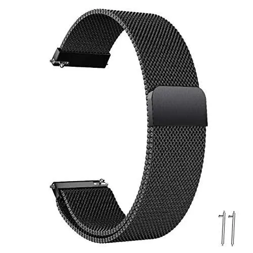 Produktbild: beifon Edelstahl Uhrenarmband Mesh 20mm/22mm Gold/Silber/Schwarz Ersatz Metall Armband Edelstahlarmband mit Magnetverschluss Smartwatch Schnellverschluss Watch Uhren Ersatzband (Schwarz, 22mm)