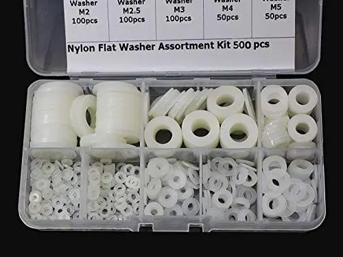 Produktbild: beihuazi® 500Stk Unterlegscheiben Kunststoff Beilagscheiben Nylon Distanzscheiben M2 M2.5 M3 M4 M5 M6 M8 M10 Scheiben für Heimwerker Motorrad Türen Modellbau