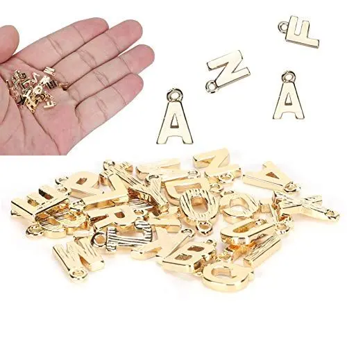 Produktbild: BEIJIALY 26 Stück Englische Buchstaben-Anhänger, Metall-Buchstaben-Anhänger, Alphabetische Charms, Lose Perlen, DIY-Bastelbuchstaben, Ornament-Zubehör für die Schmuckherstellung