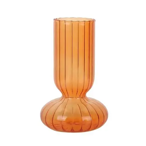 Produktbild: BEIJIALY Glas-Blumenvasen für Dekoration, Moderne Klare Glasvasen für Tafelaufsatz, Dekorative Hydrokultur-Pflanzenvase, Blumentöpfe für Hochzeit, Party, Büro,(Orange)