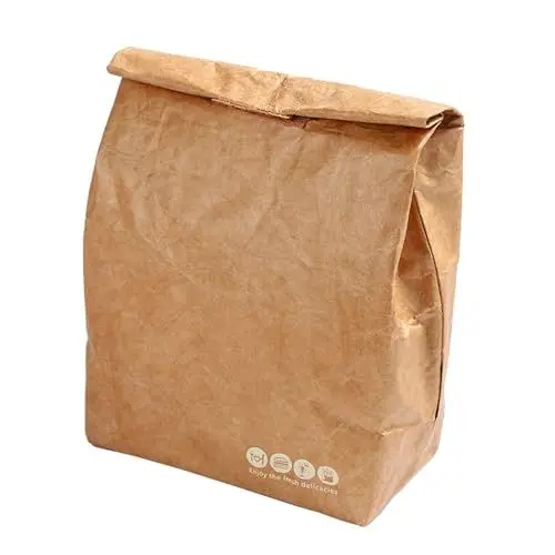 Produktbild: BEIJIALY Wiederverwendbare Isolierte Lunch-Tasche, Kraftpapier-Bento-Tasche, Papier-Aluminiumfolie-Lunchbox-Tasche, Lebensmitteltüten, Outdoor-Picknick-Papier-Snack-Taschen für das(Braun)
