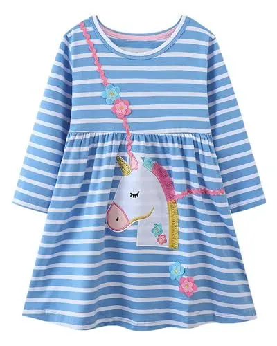 Produktbild: Beilei Creations Mädchen Kleider Baumwolle Karikatur Stickerei Casual Jersey Kleider Gr.85-130