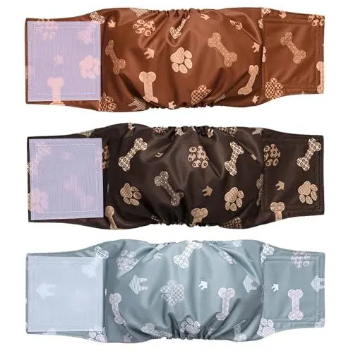 Produktbild: Beilei Creations Premium waschbare Bauchbänder für Rüden, (3er Pack) von Hundewindeln & Hundebauchbänder (M, drucken)