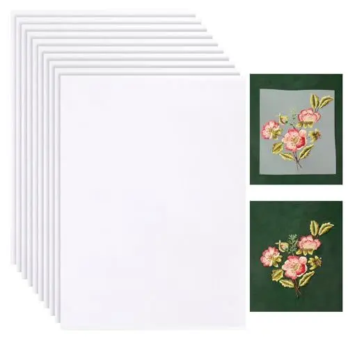 Produktbild: BEIMEIII 10 Stück A4 Wasserlösliches Stickvlies Selbstklebend Wasserlöslich Stickfolie Bedruckbar Wasserlösliches Stickvlies Bedruckbare Stickerei Papier für Drucken Handbemalt Bestickt