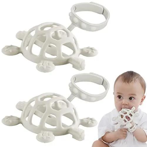 Produktbild: BeißRing Baby-Beissring Baby,Beißring,Baby,Baby Zahnbürste Beissring Mit Reinigungsfunktion,Beißspielzeug Baby Form Einer Schildkröte I (2 Stück ）