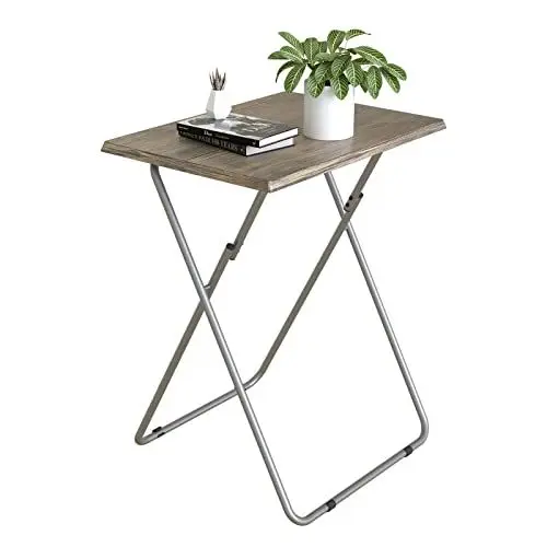 Produktbild: Beistelltisch Klappbar, Balkontisch Klappbar, Klapptisch Klein Balkon, Foldable Table, Kleiner Beistelltisch Outdoor, Für Wohnzimmer Esszimmer Terrasse Garten, Rechteckig, 3D Holzmaserung, 37x47x66cm