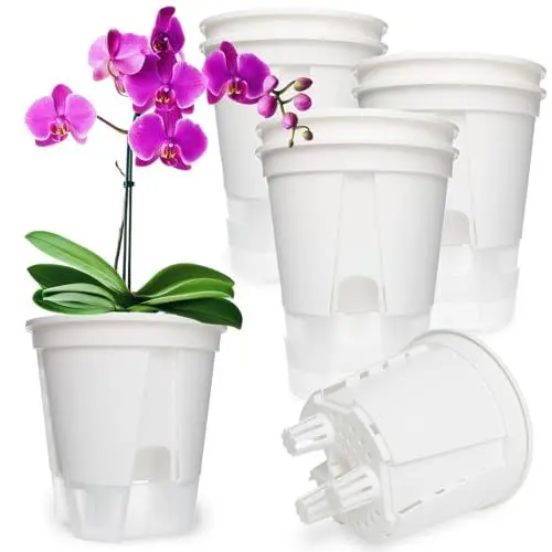 Produktbild: BEIUEN 8 Stück orchideentöpfe. Orchidee Anzuchttöpfe,Selbstbewässerungstopf,15,24 cm Orchideen Topf, Trockenheitsschutz Pflanztöpfe In Für übertöpfe für orchideen. （Weiß）