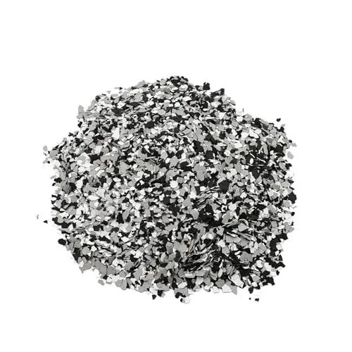 Produktbild: BEKATEQ Farbchips in Schwarz-Weiss-Grau 500g, Dekochips, Farbflocken für Epoxidharz Bodenbeschichtung, 1K & 2K PU Bodenfarbe, Alkydharz Betonfarben - Garagenböden, Keller, Wohnraum, Werkstatt BK-130