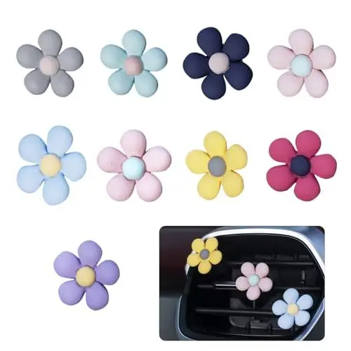 Produktbild: Bekecidi 9 Stück Blume Lüftungsschlitz Clip Auto Dekorationen Auto Interdekor Zubehör Klimaanlage Vent Ornamente