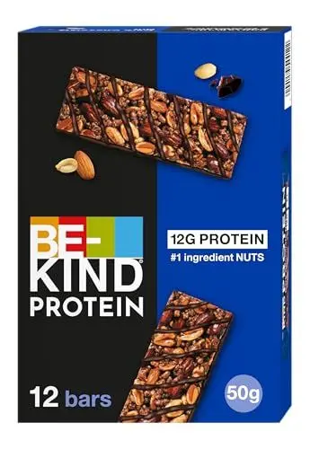 Produktbild: BE-KIND Protein-Riegel, glutenfreier Snack-Riegel, Dark Chocolate Nut, hoher Ballaststoffgehalt, Proteinquelle, ohne künstliche Farb-, Aroma- oder Konservierungsstoffe, 12 x 50g
