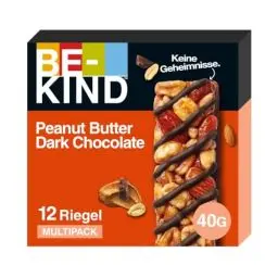Produktbild: BE-KIND Riegel, glutenfreie Snack-Riegel, Peanut Butter Dark Chocolate, hoher Ballaststoffgehalt, ohne künstliche Farb-, Aroma- oder Konservierungsstoffe, 12 x 40g