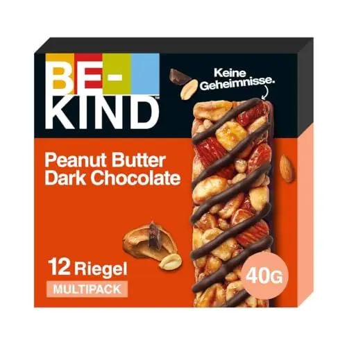 Produktbild: BE-KIND Riegel, glutenfreie Snack-Riegel, Peanut Butter Dark Chocolate, hoher Ballaststoffgehalt, ohne künstliche Farb-, Aroma- oder Konservierungsstoffe, 12 x 40g