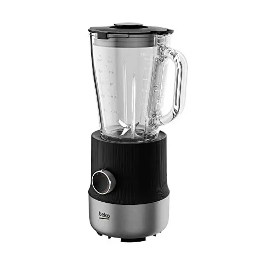 Produktbild: BEKO Tischmixer TBN81808BX, 800 W, 6 Geschwindigkeiten, 4 Edelstahlklingen, 1750 ml, Kabelhalter, Schwarz
