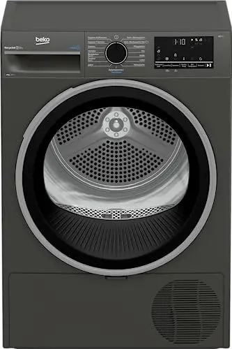 Produktbild: Beko B3T22491M Wäschetrockner Serie b300, 8 kg, Frontlader, Wärmepumpentrockner, 15 Programme, Sensortrocknung, Dampffunktion, Silent-Programm, Allergikergeeignet, Säulenfähig, Manhattan Gray