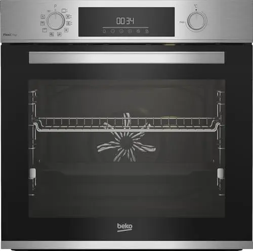 Produktbild: Beko BBIM12300XMPEF Einbau-Backofen, Multifunktionsofen, 72 l Volumen, 10 Funktionen, FlexiCrisp für kontrolliertes Nachbräunen, Pyrolyse, versenkbare Knebel, Cool Door, Edelstahl/Schwarz