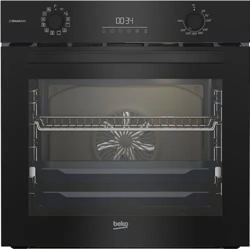 Produktbild: Beko BBIS17300BCS b300 Einbau-Backofen 72 Liter, Multifunktionsofen mit 12 Funktionen, SteamAdd-Dampffunktion, SoftClose-Tür, katalytische Rückwand, versenkbare Knebel, Schwarz